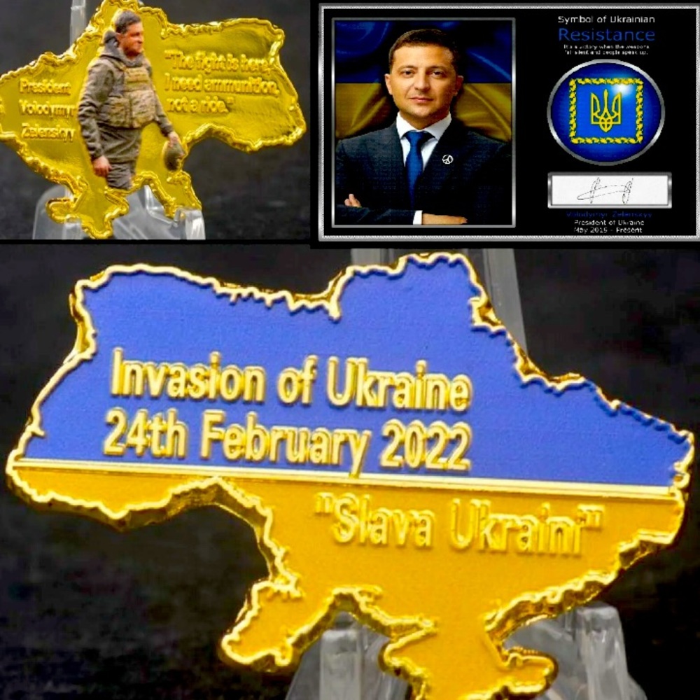 Ukraine "Slava Ukraini" 24th February 2022 24k Gold Map Coin